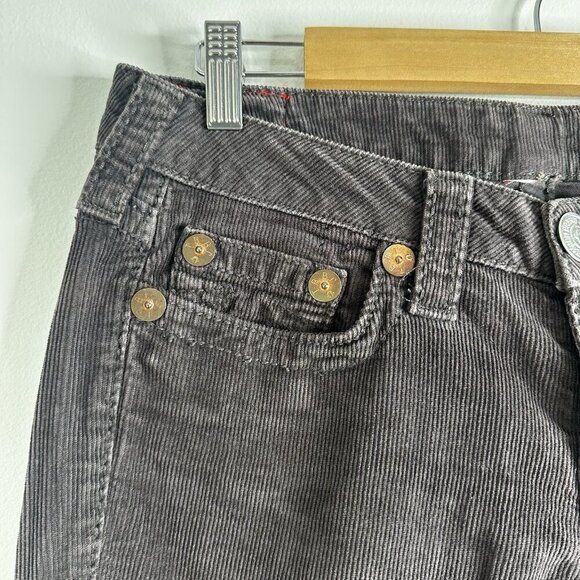 RARE Vintage True Religion Joey Big T Brown Corduroy Cropped Raw Hem Women’s 32 - Picture 4 of 16